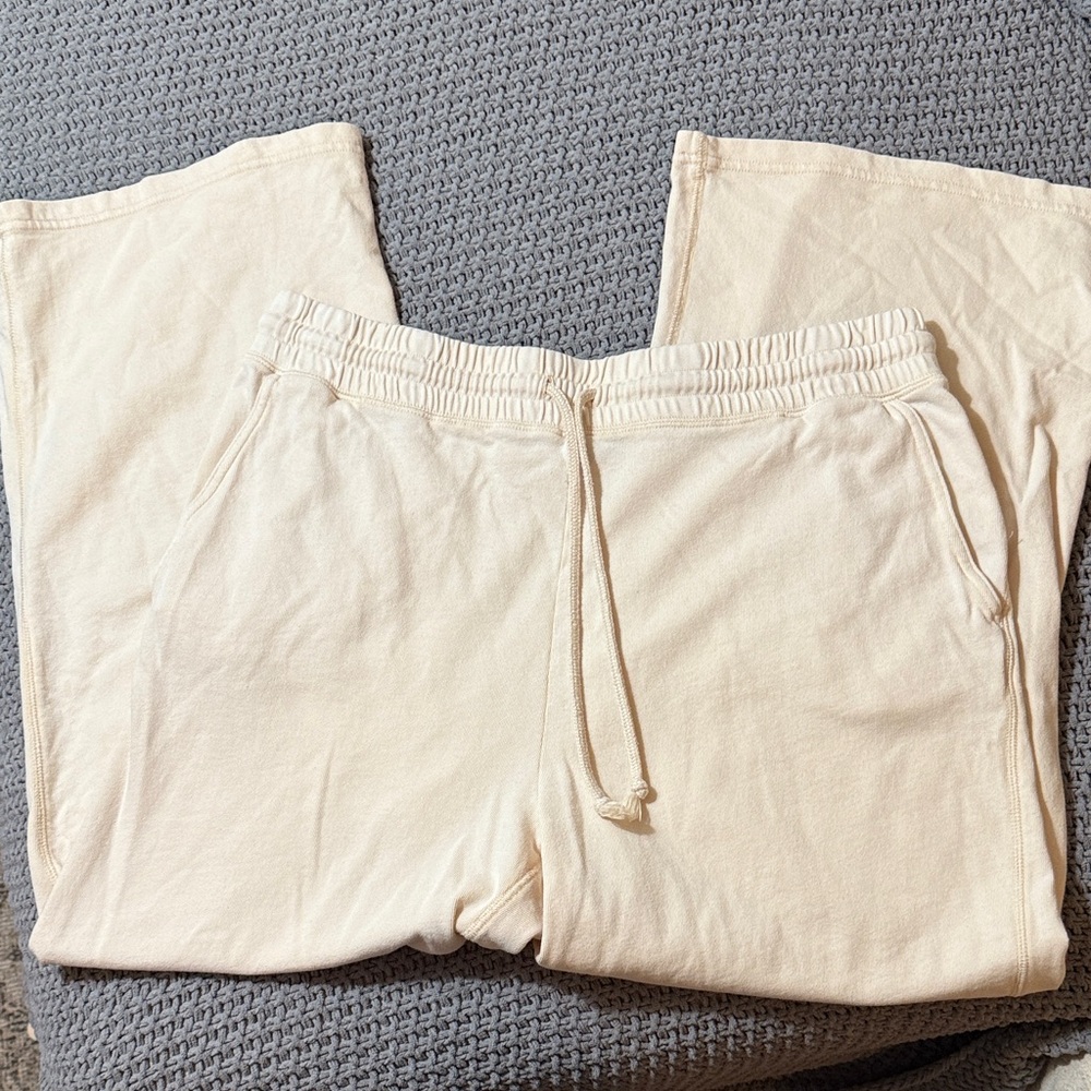 J. Crew Cream Terry Wide-leg Sweatpant - Picture 2 of 7